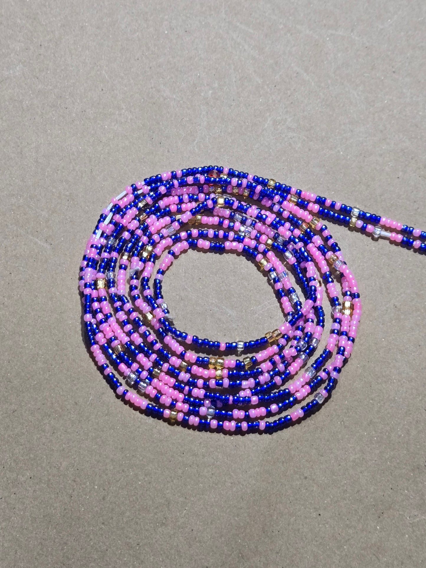 Pink and Blue Waist Beads – Handmade African Tie-On