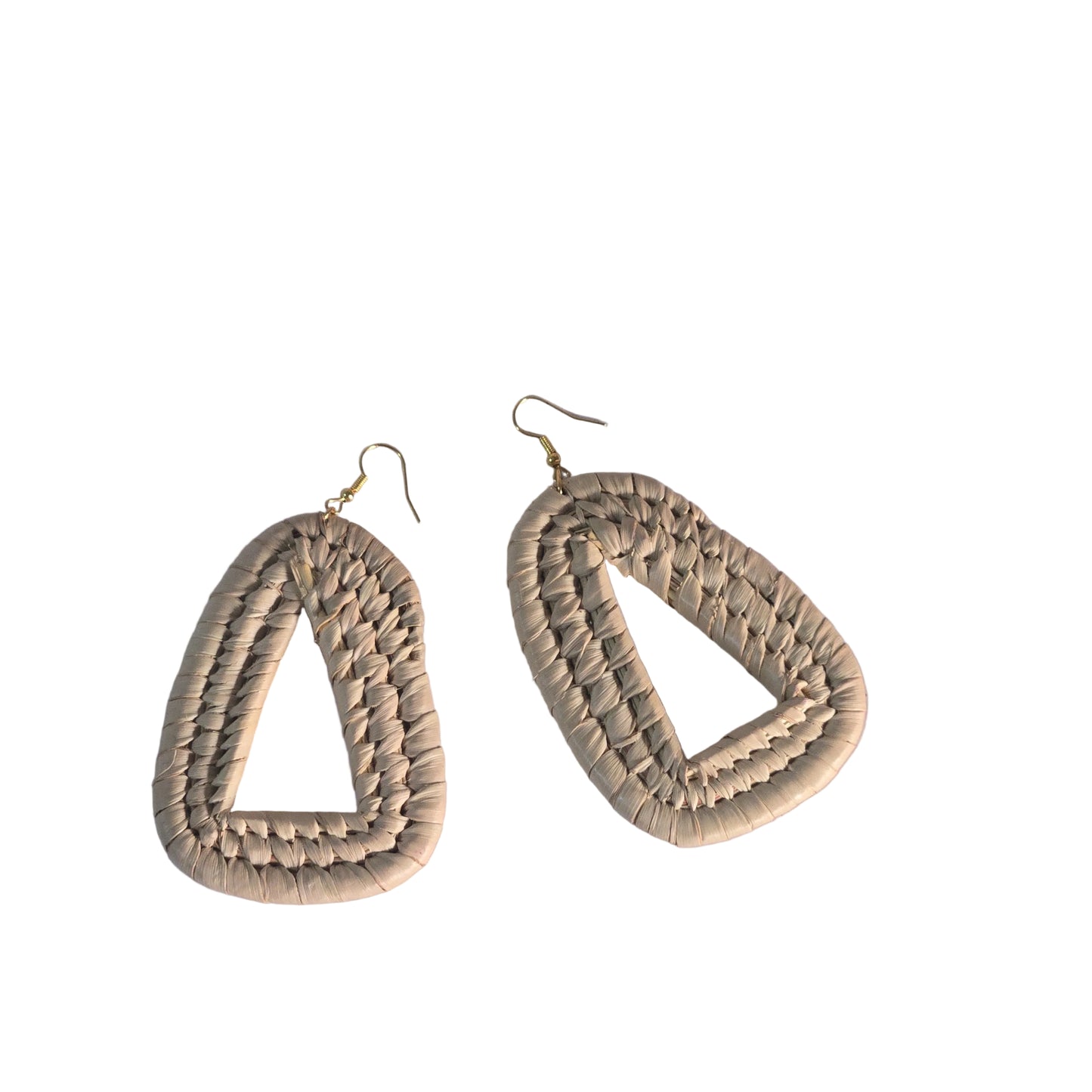 Pair of beige woven raffia earrings