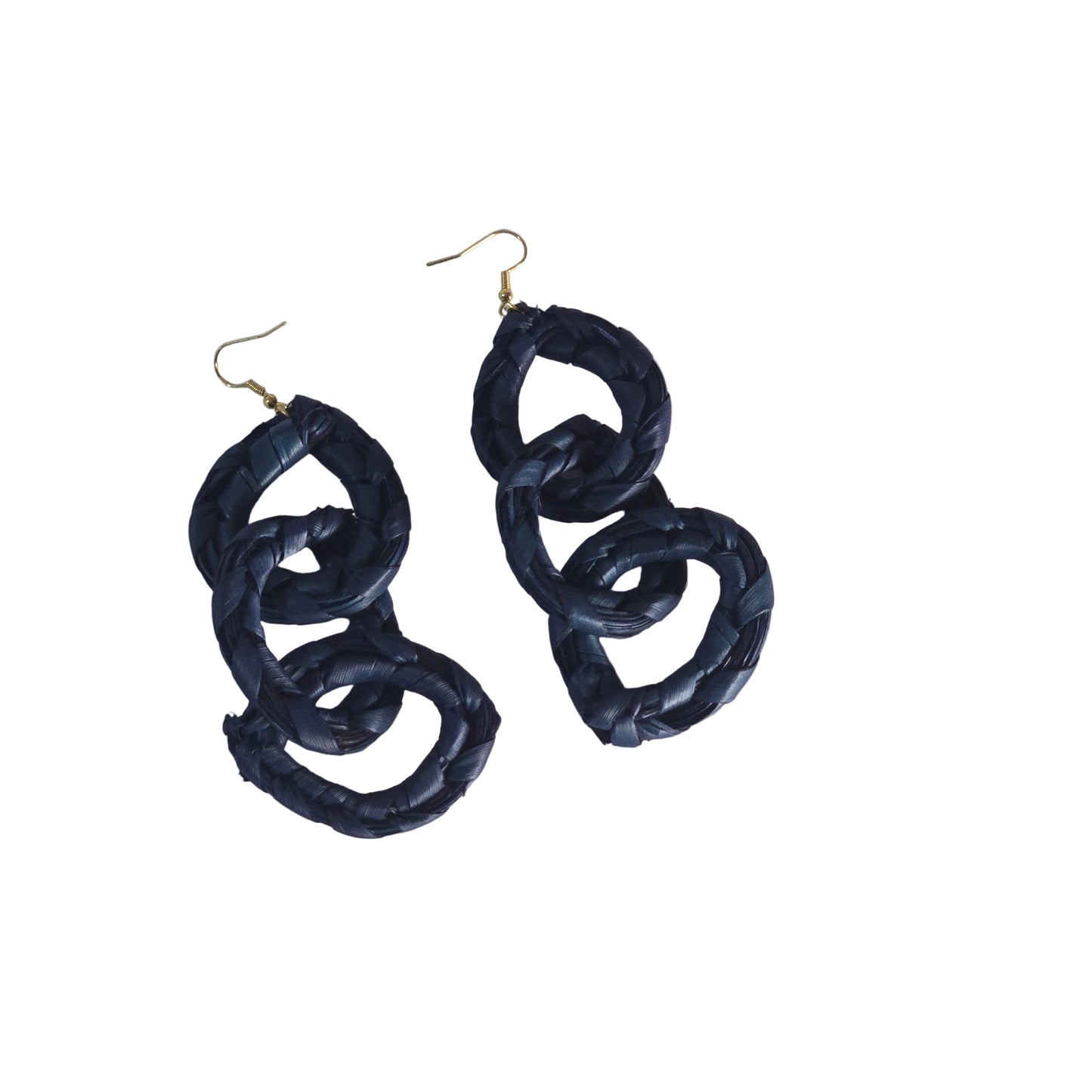 Black chain-style raffia earrings