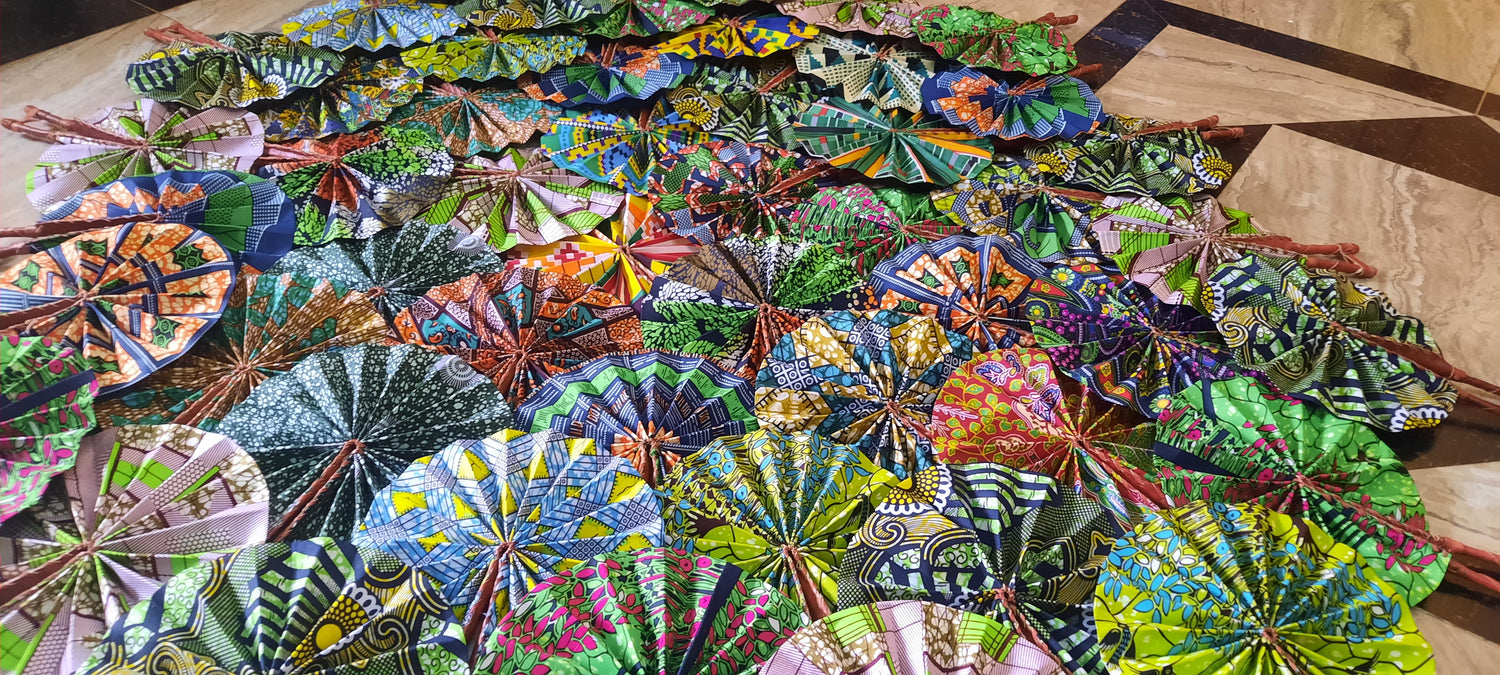 colourful decorative fabric fans