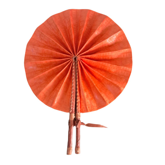 Ghanaian Plain Fabric Fan - PF008 Orange