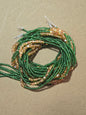 Green Waist Beads with Gold Crystals – Handmade African Tie-On