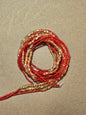 Red Waist Beads with Gold Crystals – Handmade African Tie-On