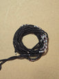 Black Waist Beads with Silver Crystals – Handmade African Tie-On