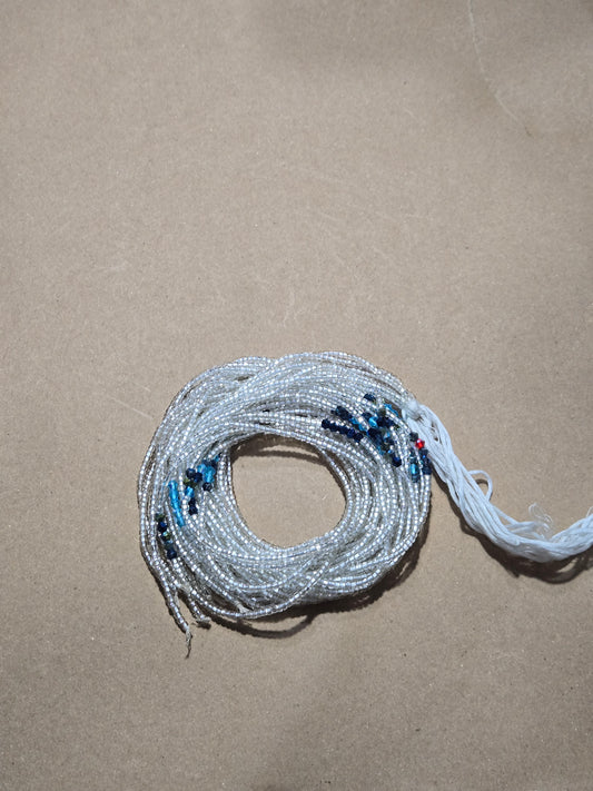 Clear Waist Beads with Crystals – Handmade African Tie-On