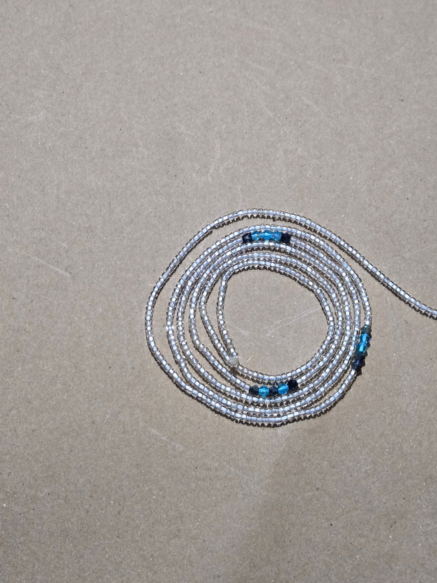 Clear Waist Beads with Crystals – Handmade African Tie-On