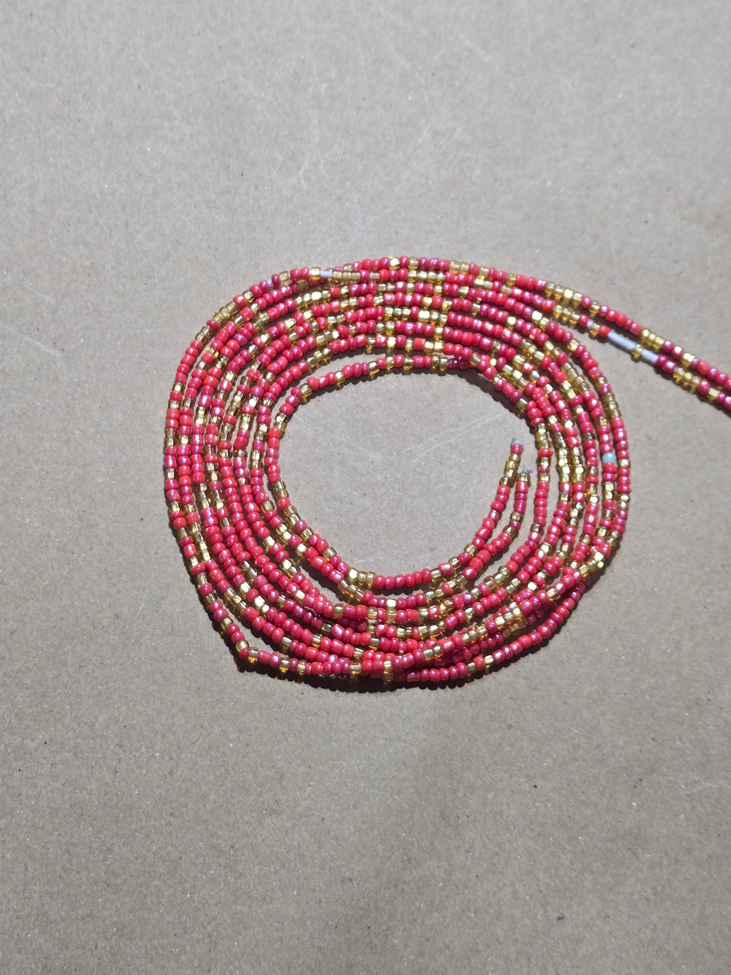 Red and Gold Waist Beads – Handmade African Tie-On