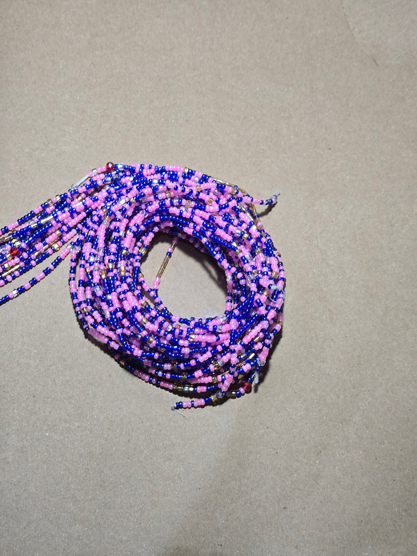 Pink and Blue Waist Beads – Handmade African Tie-On