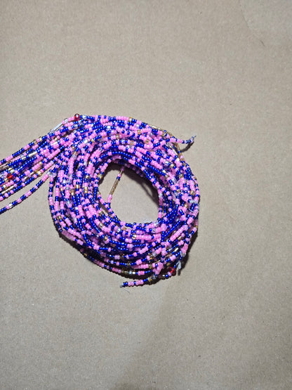 Pink and Blue Waist Beads – Handmade African Tie-On
