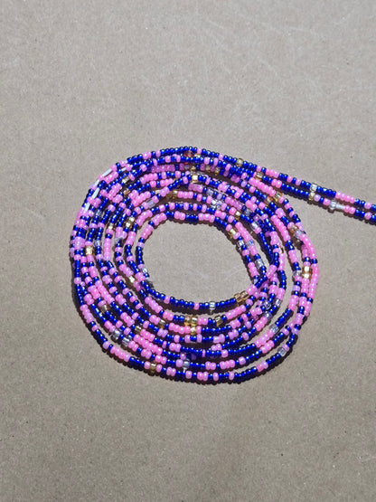 Pink and Blue Waist Beads – Handmade African Tie-On