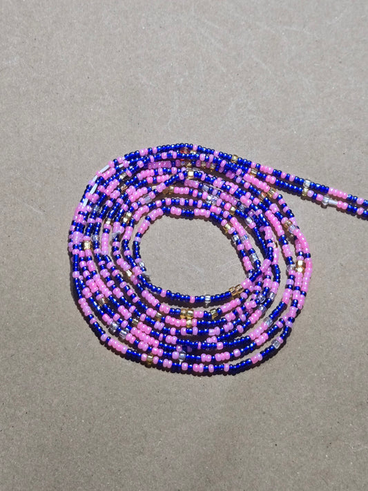 Pink and Blue Waist Beads – Handmade African Tie-On