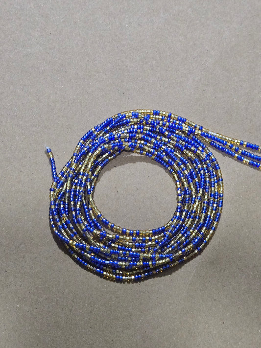 Blue and Gold Waist Beads – Handmade African Tie-On