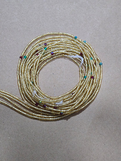 Gold Waist Beads with  Crystals – Handmade African Tie-On