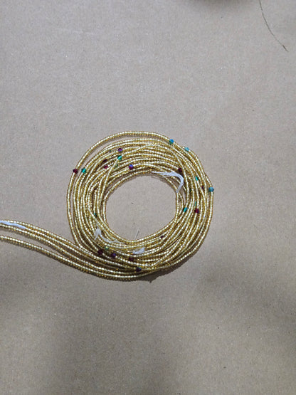 Gold Waist Beads with  Crystals – Handmade African Tie-On