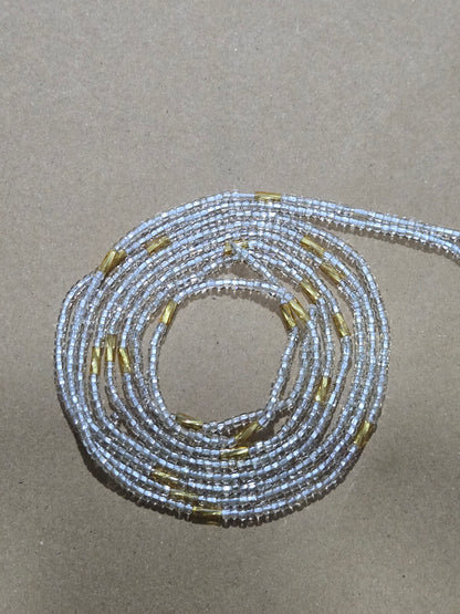 Clear and Gold Waist Beads – Handmade African Tie-On