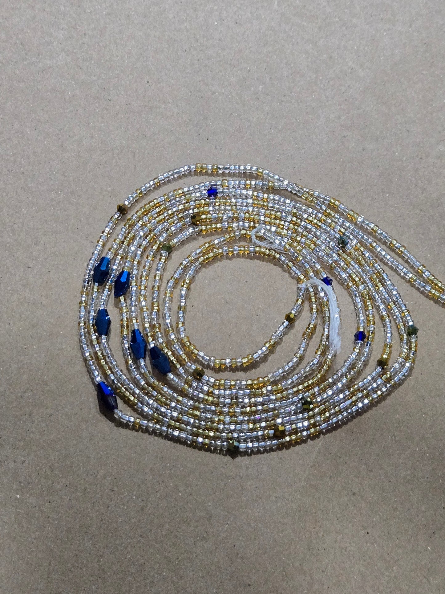 Mixed Waist Beads with  Blue Crystals – Handmade African Tie-On