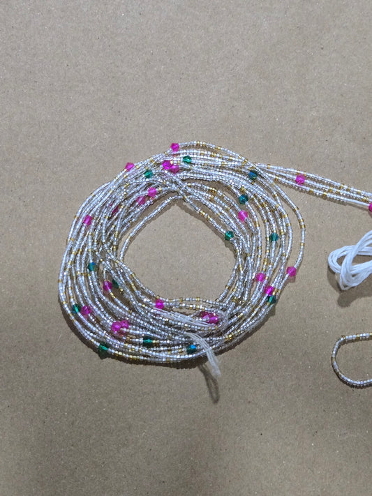 Clear Waist Beads with  Crystals – Handmade African Tie-On