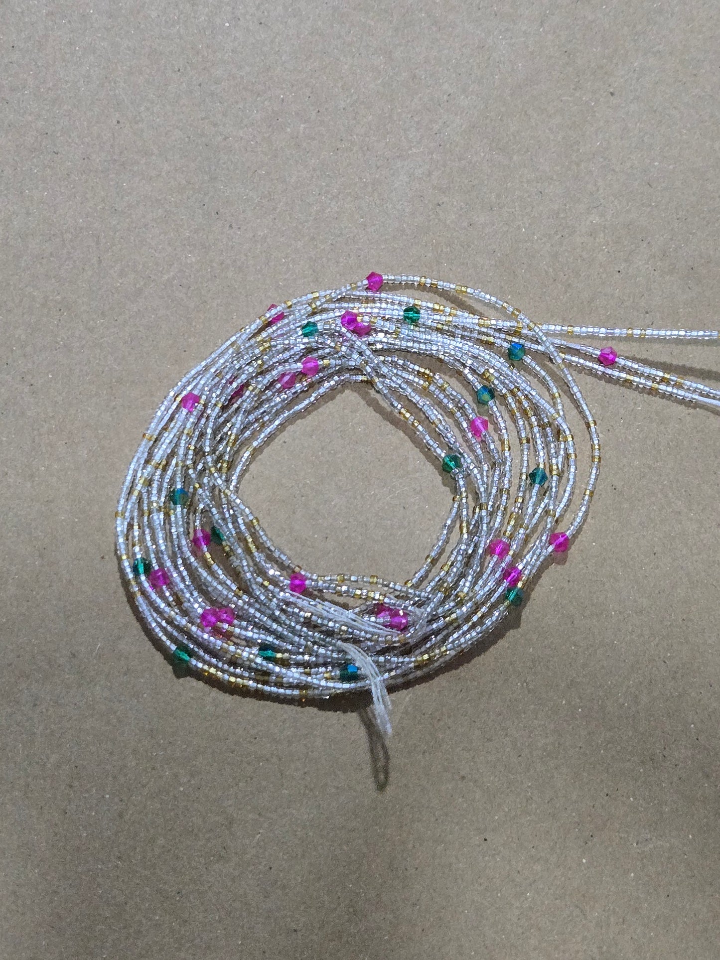 Clear Waist Beads with  Crystals – Handmade African Tie-On