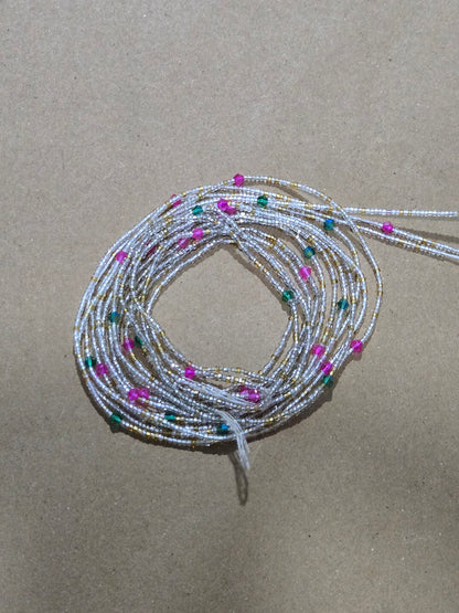 Clear Waist Beads with  Crystals – Handmade African Tie-On