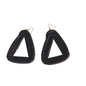 Black triangle-shaped  raffia  earring