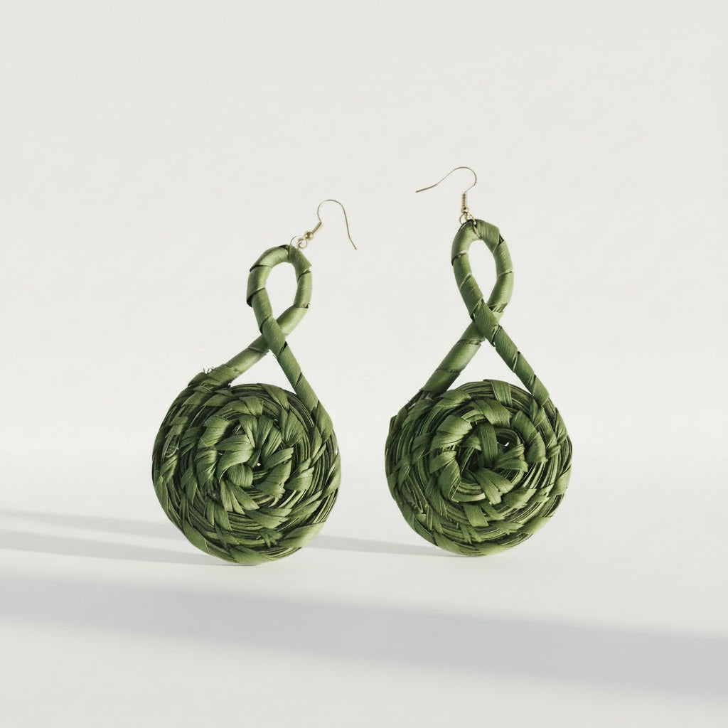 Green Raffia earring
