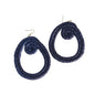 Navy blue spiral  raffia earrings 