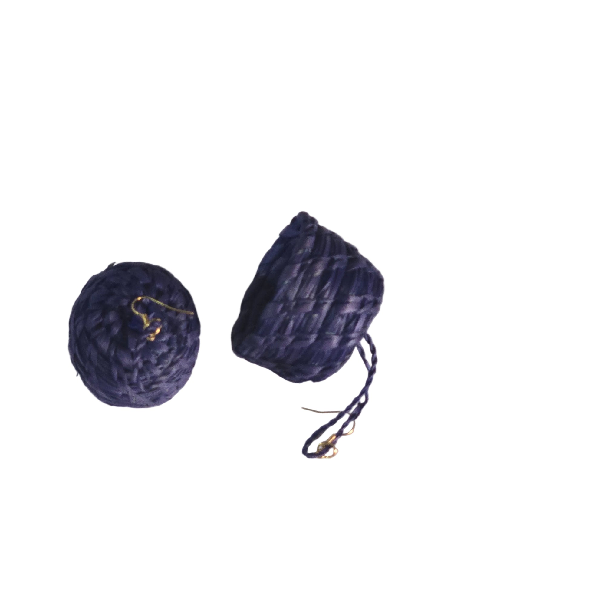 Pair of purple textured raffia earrings 