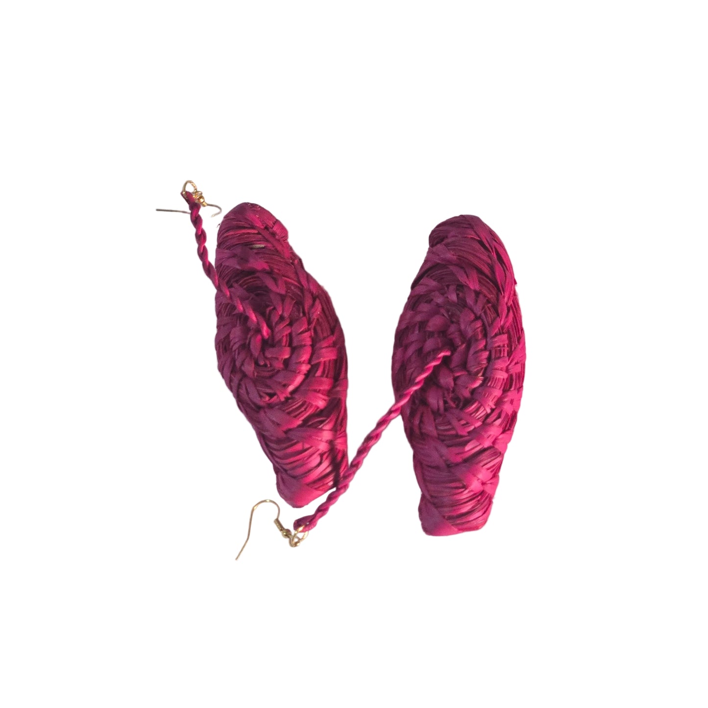 Pink woven raffia  earrings 