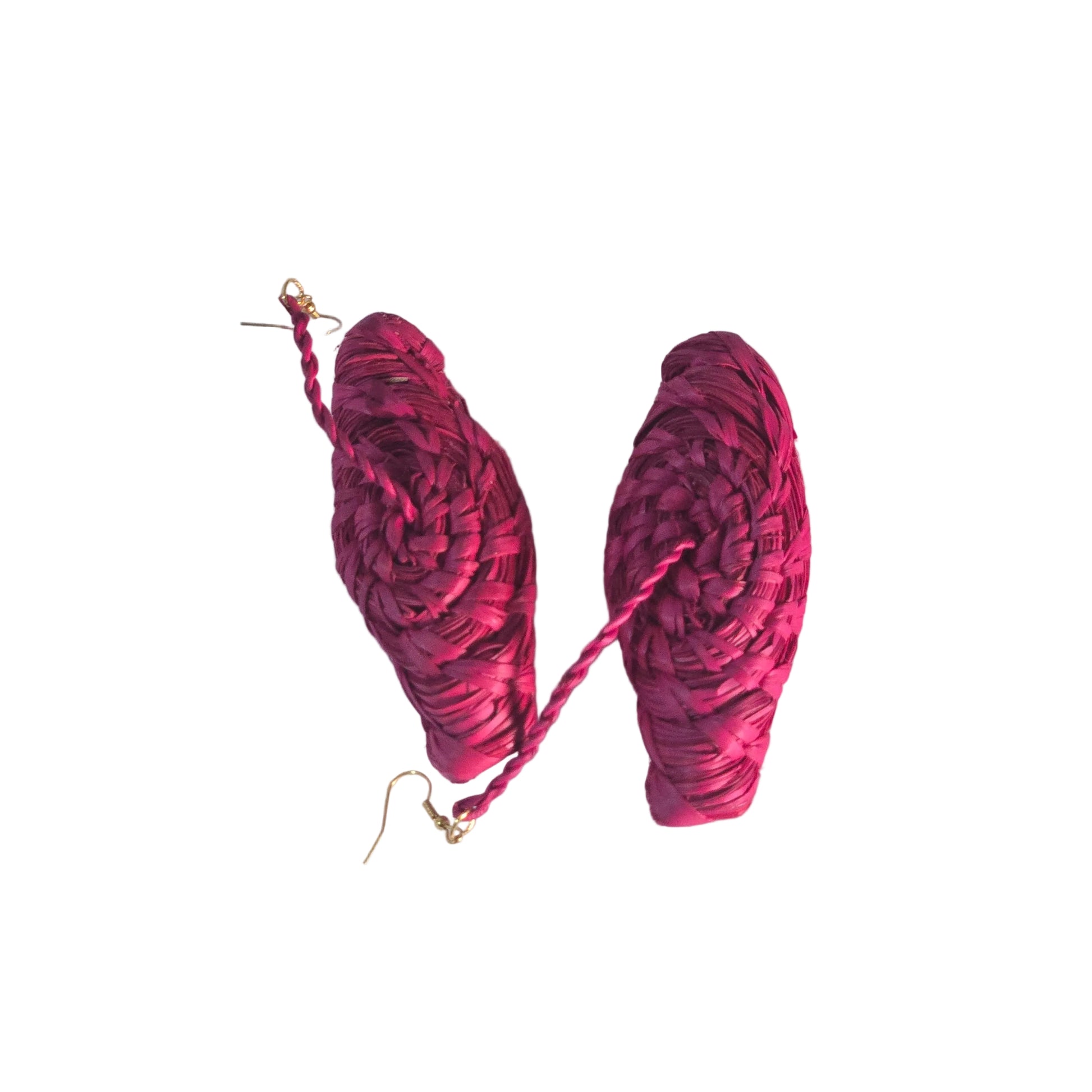 Pink woven raffia  earrings 